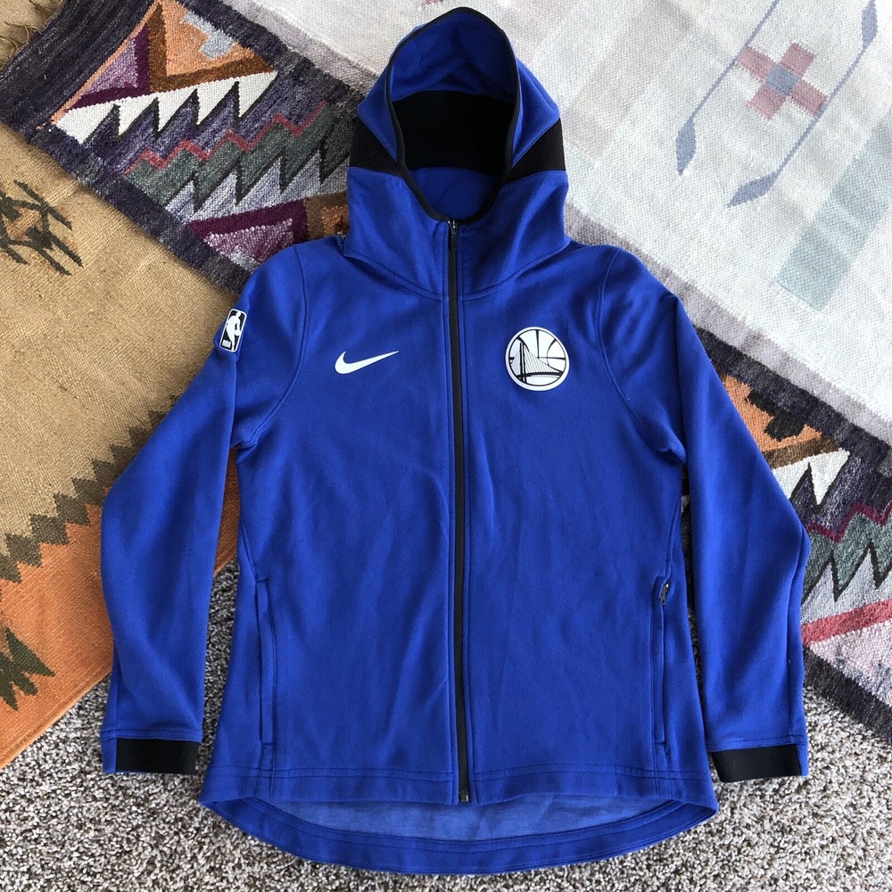 Golden State Warriors Nike Showtime Full Zip Jacket Men Size L Blue White Hooded